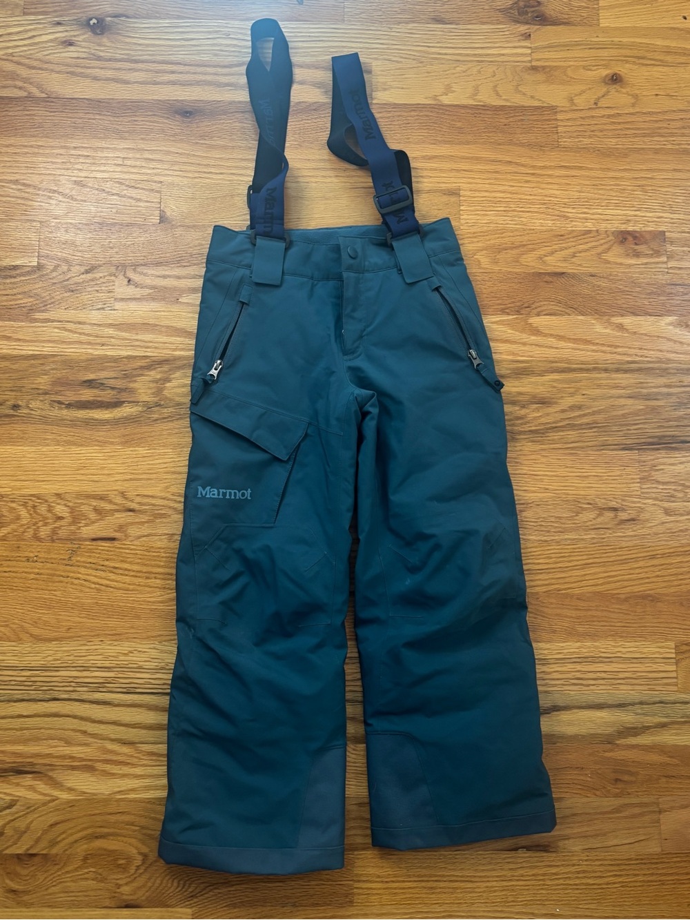 Marmot Teal Kids Snow Pants with Removable Suspenders